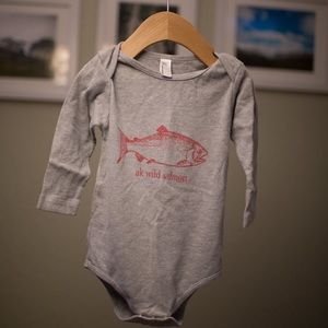 AK Salmon Onesie Long Sleeve